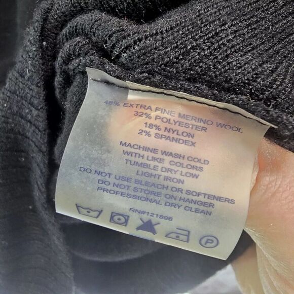 Title Nine Sweater Womens Small Black Merino Wool Mock Neck Full Zip Pockets - Picture 10 of 12